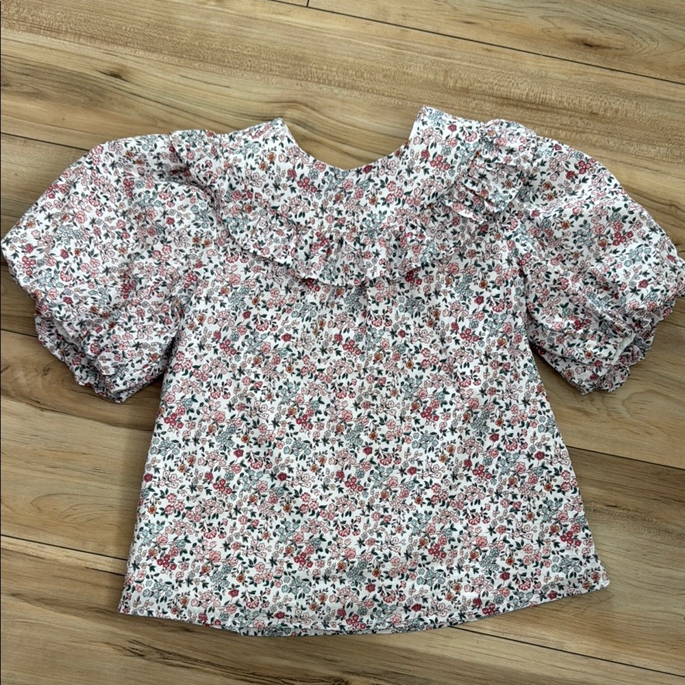 Janie & Jack Floral Puff Sleeve Blouse size 8